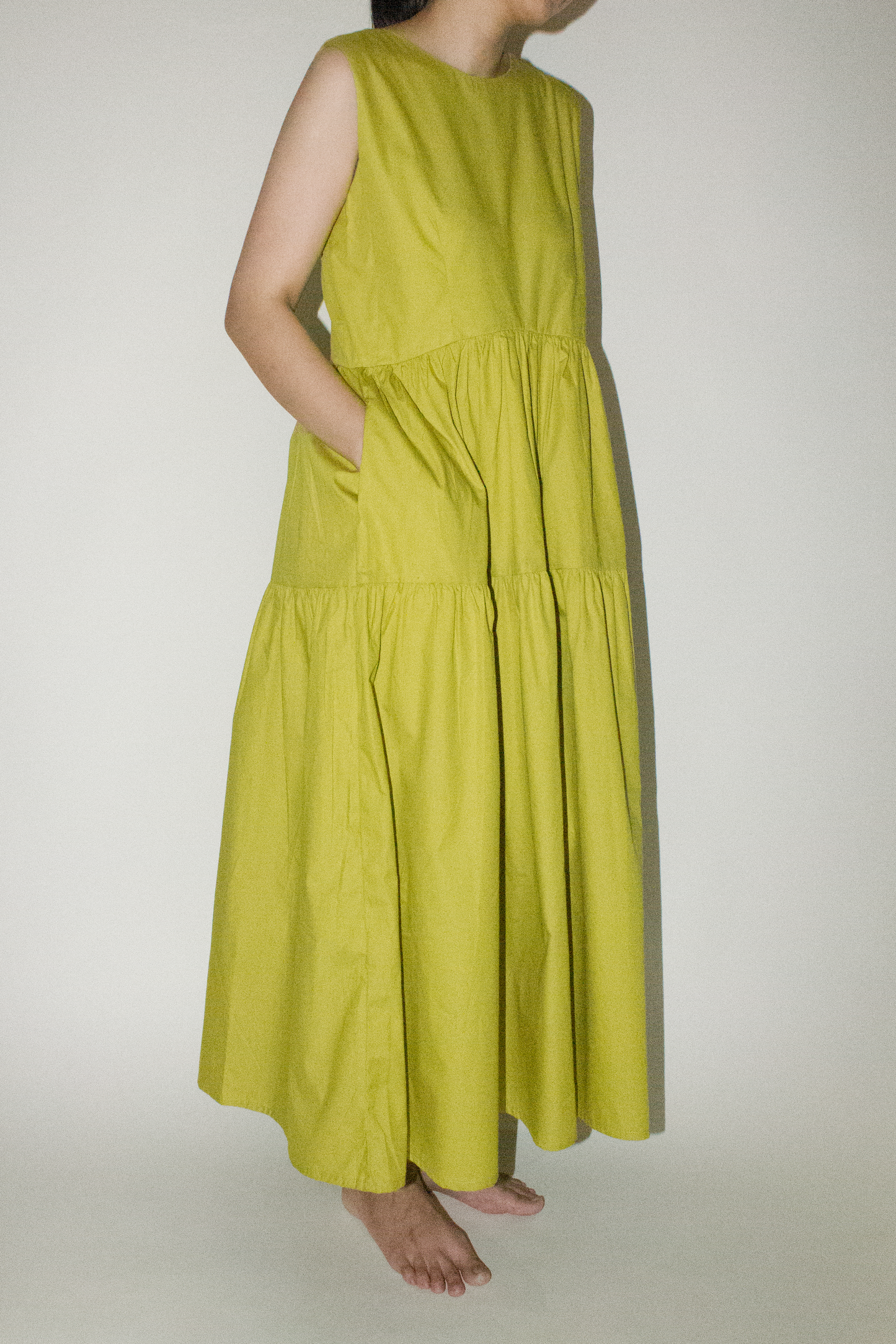 maxi tiered dress - lime olive