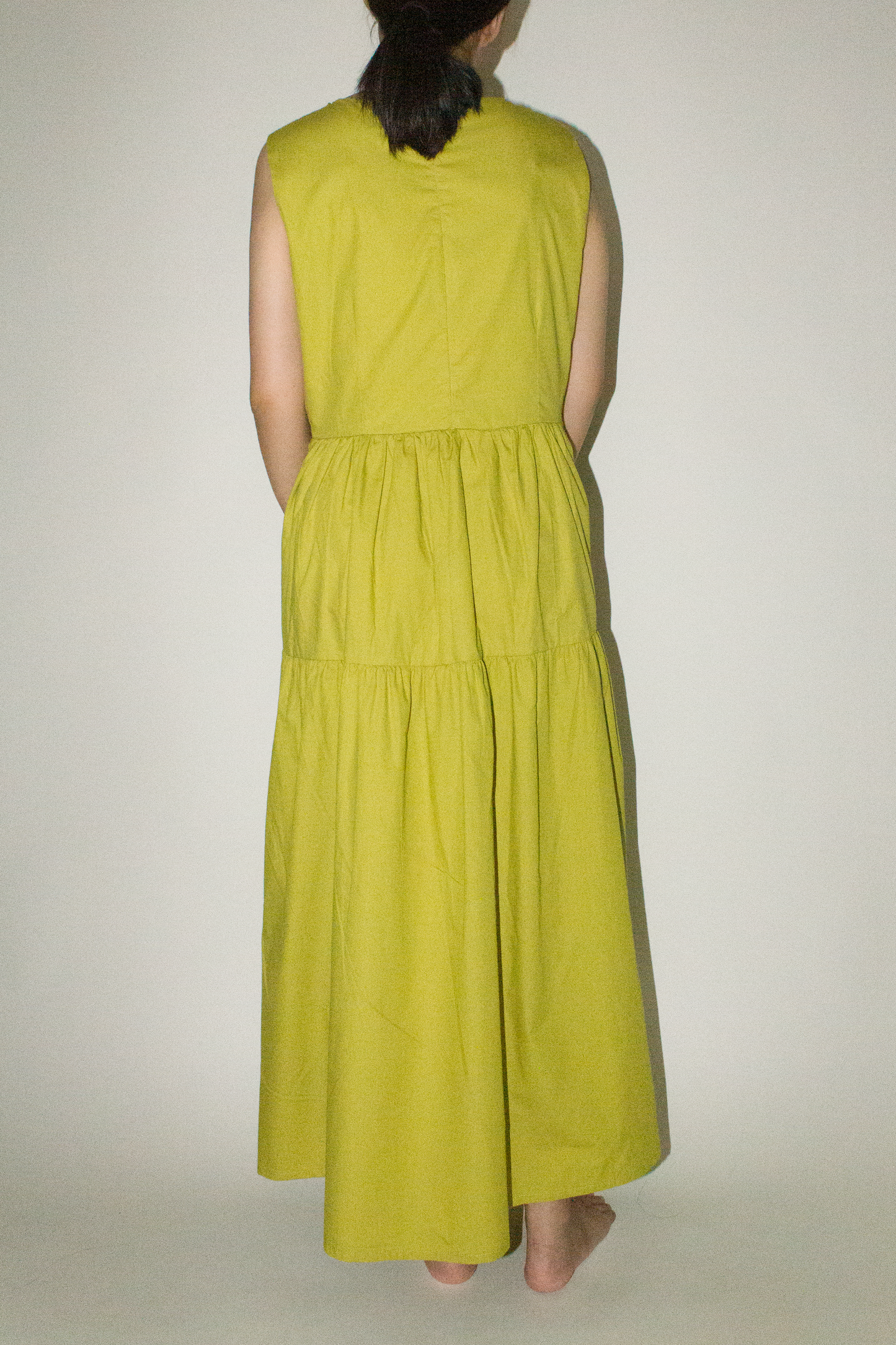 maxi tiered dress - lime olive