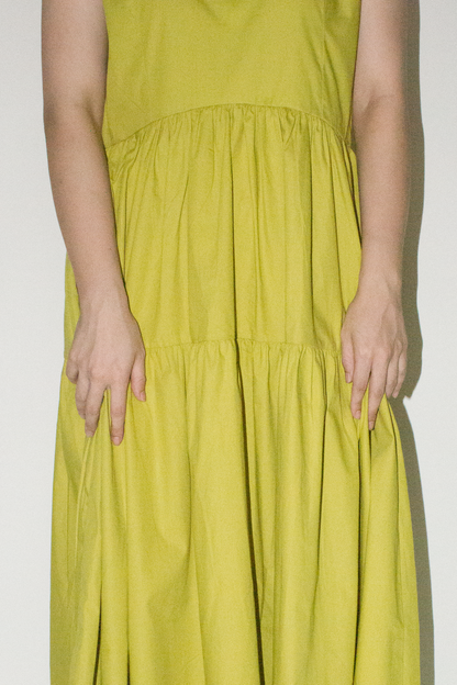 maxi tiered dress - lime olive