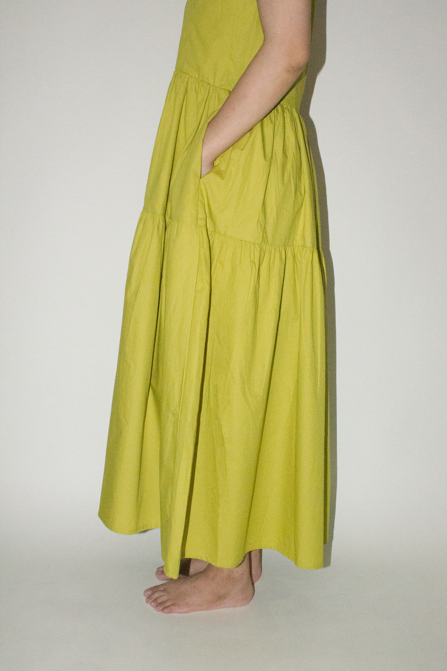 maxi tiered dress - lime olive