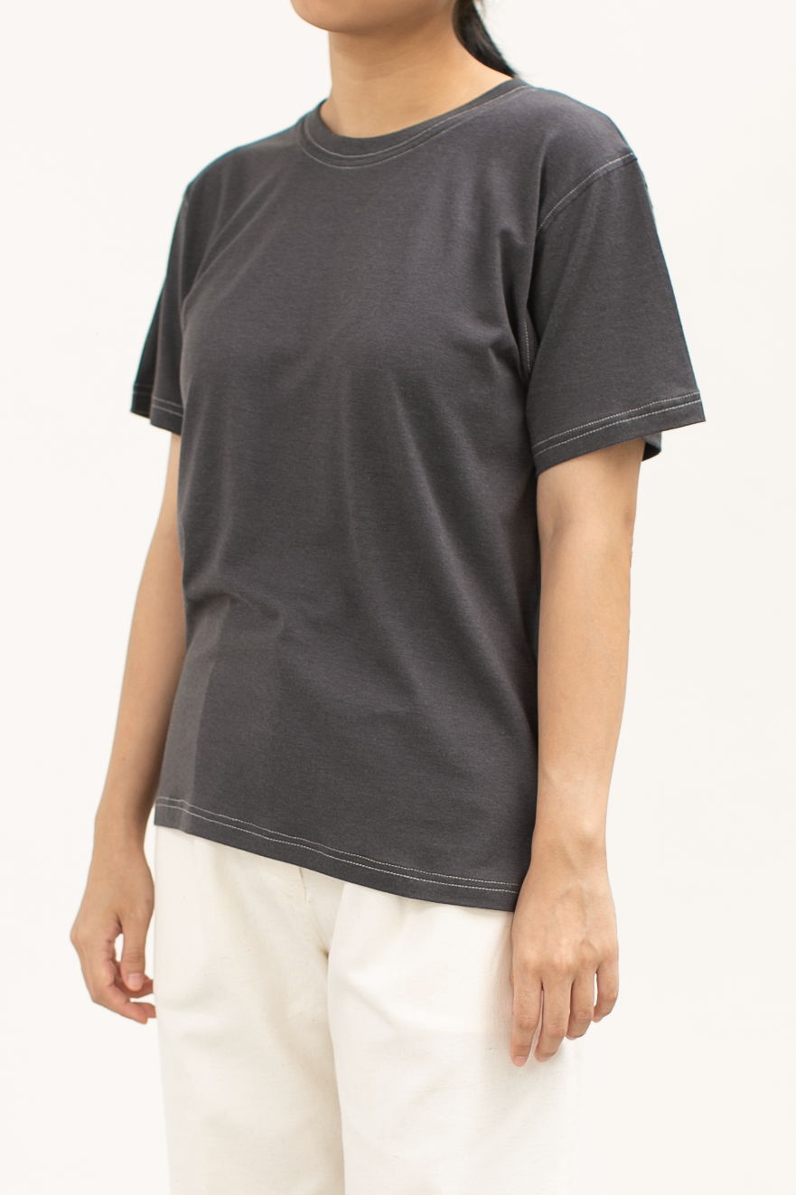 bamboo contrast basic tee - dark grey