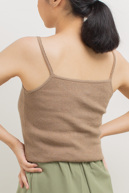 knit strap tanktop - brown