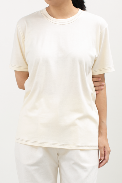 bamboo contrast basic tee - cream