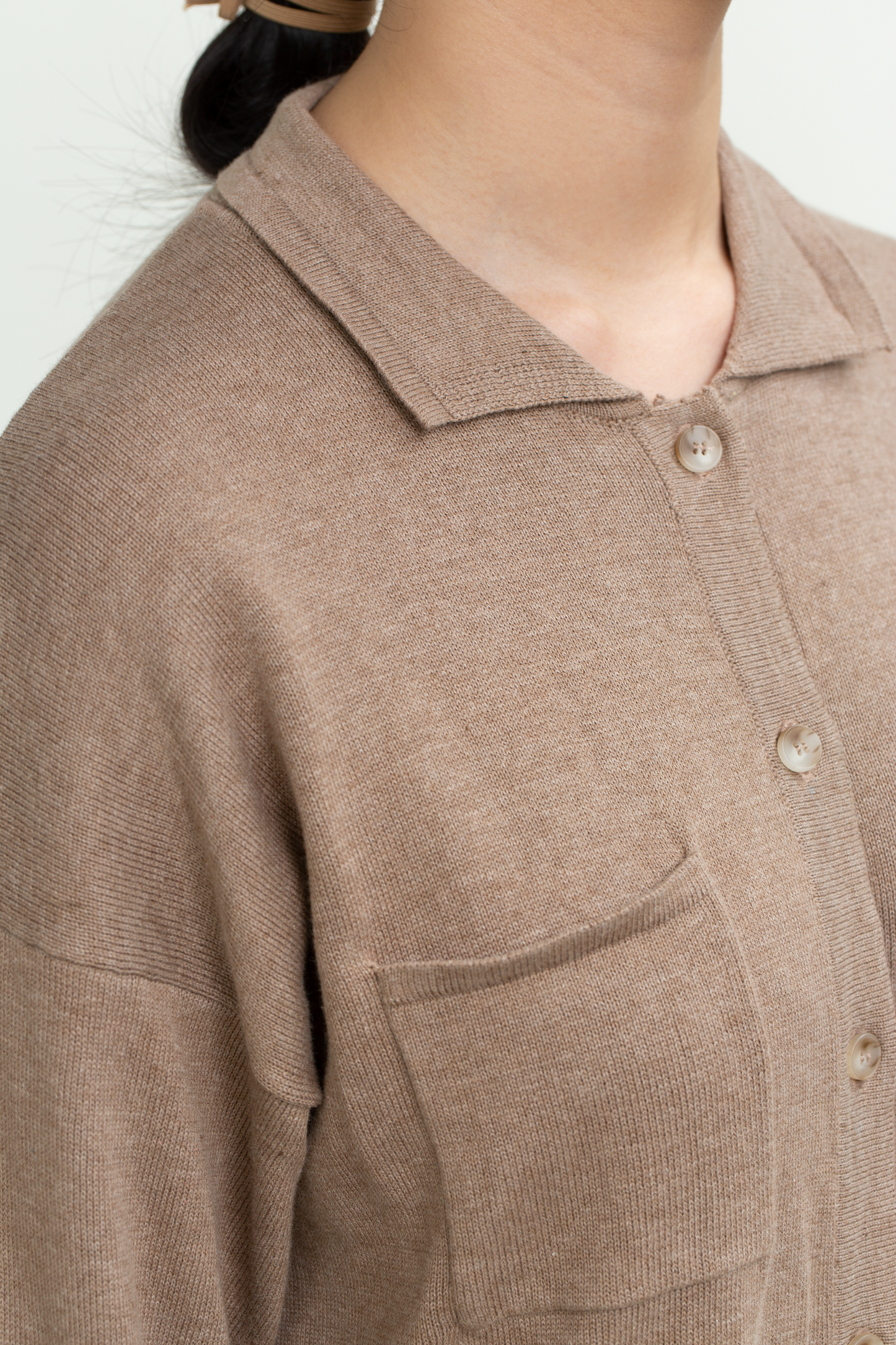 knit long sleeve shirt - brown