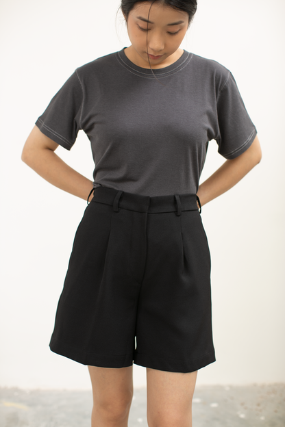 bamboo contrast basic tee - dark grey