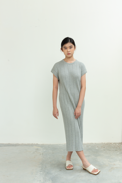 textured knit midi dress - grey