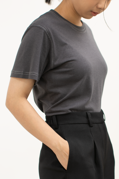 bamboo contrast basic tee - dark grey