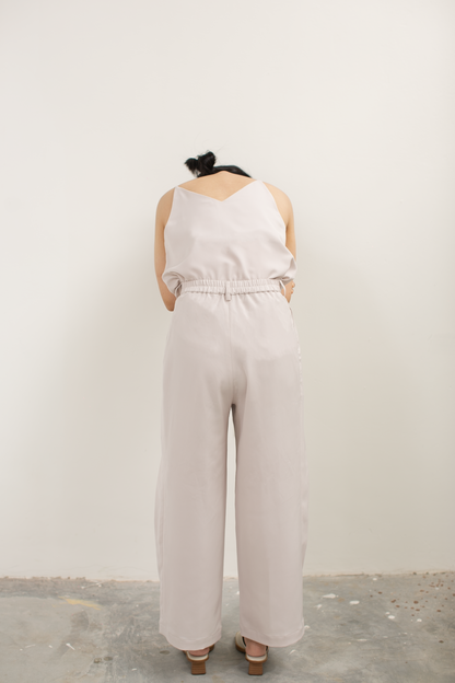 tulip fold long pants - grey