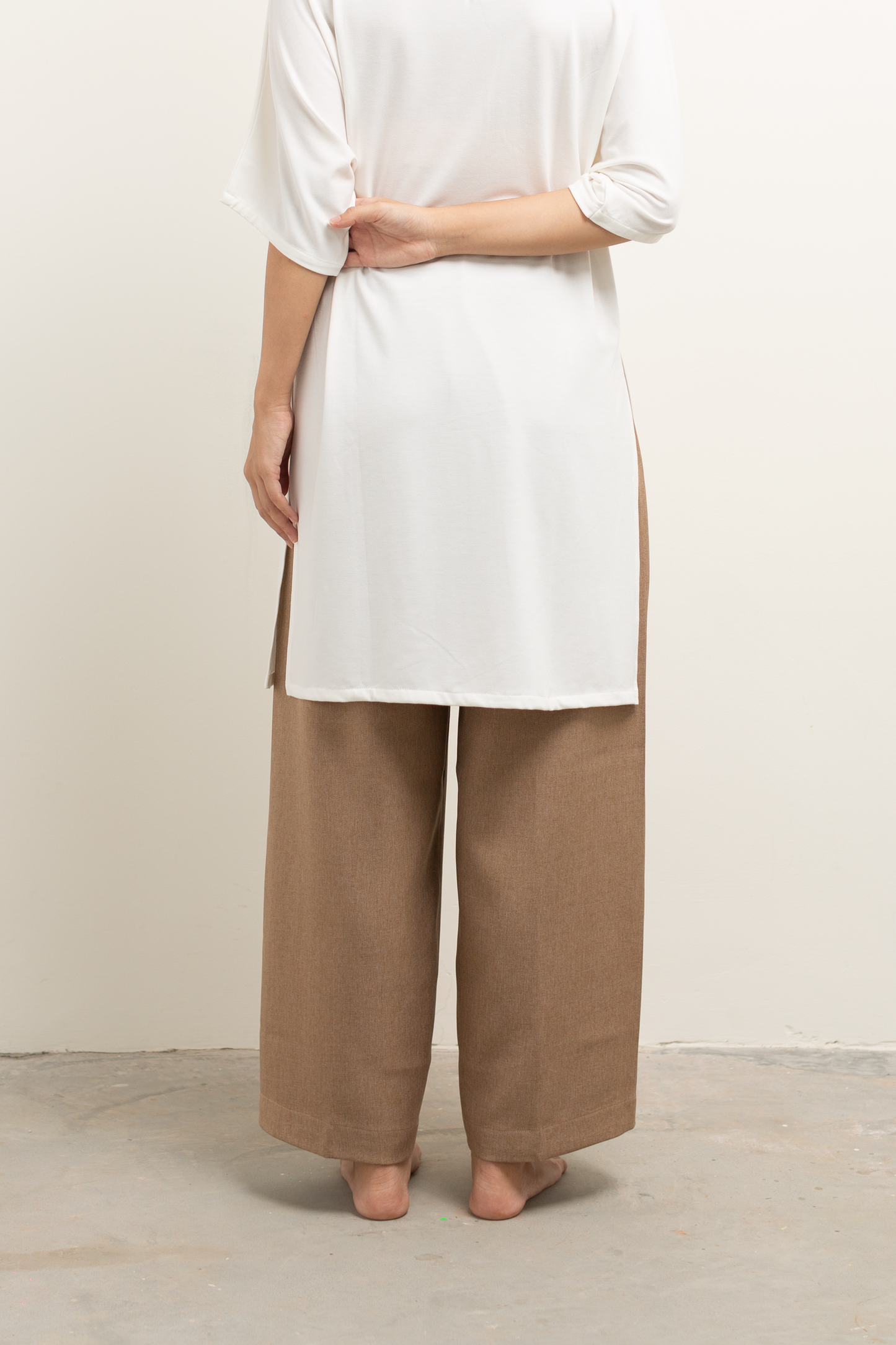 semiwool crease pants - brown