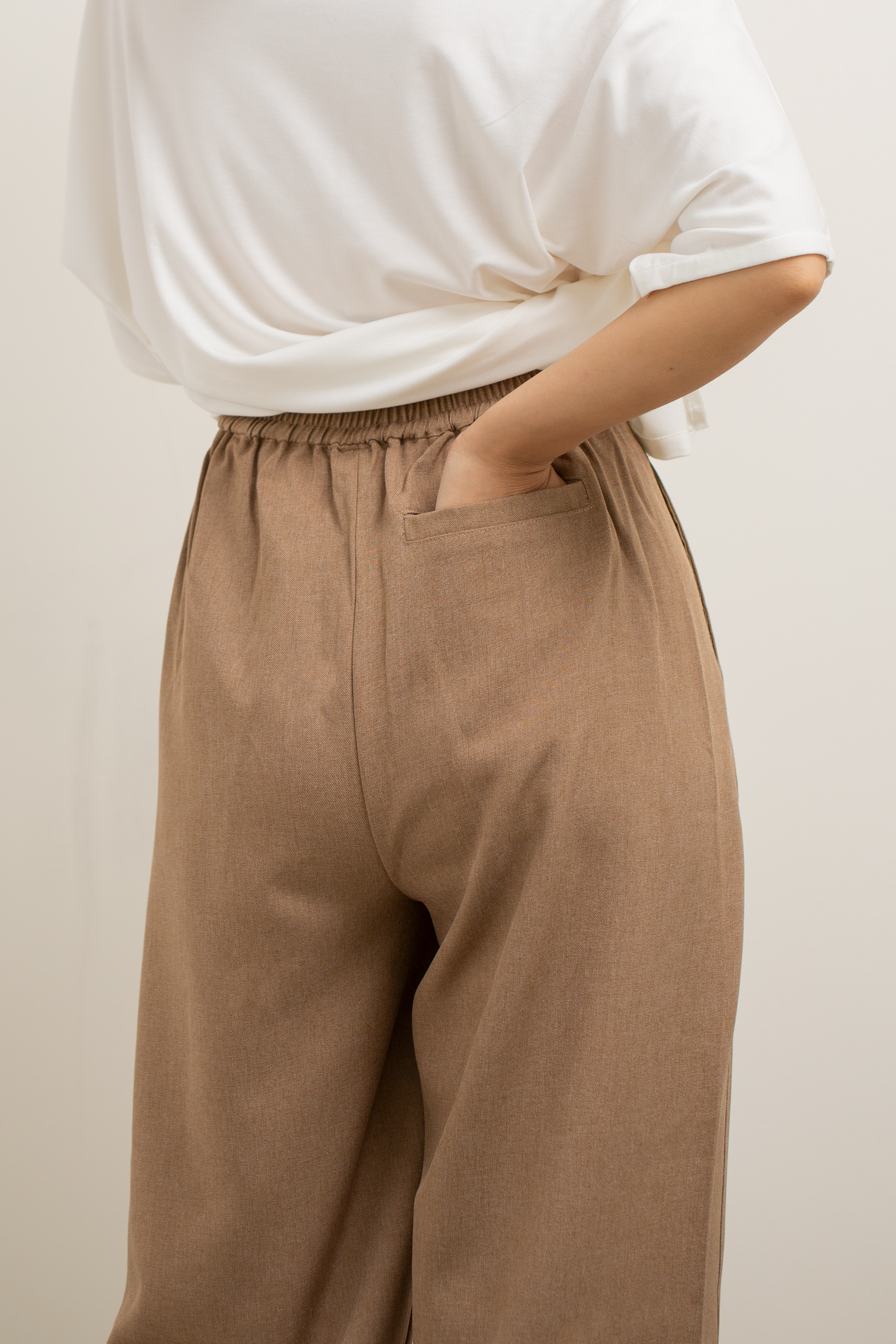 semiwool crease pants - brown