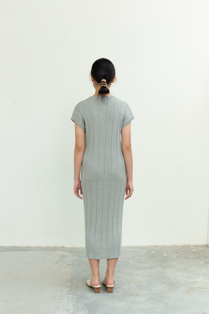 textured knit midi dress - grey