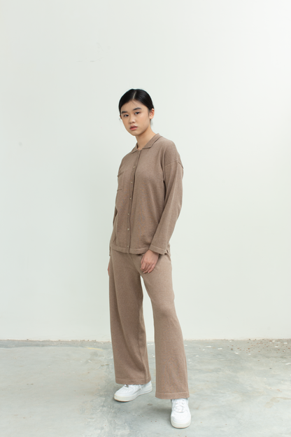 knit long sleeve shirt - brown