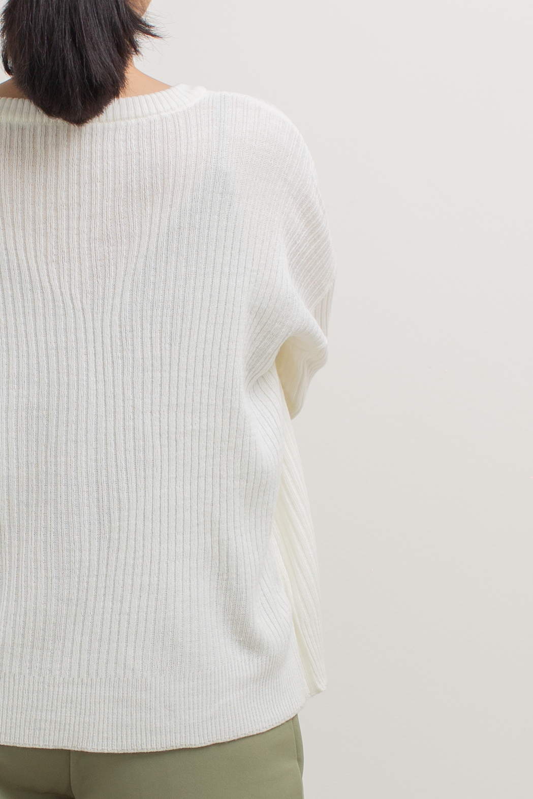 knit loose button cardigan - off white