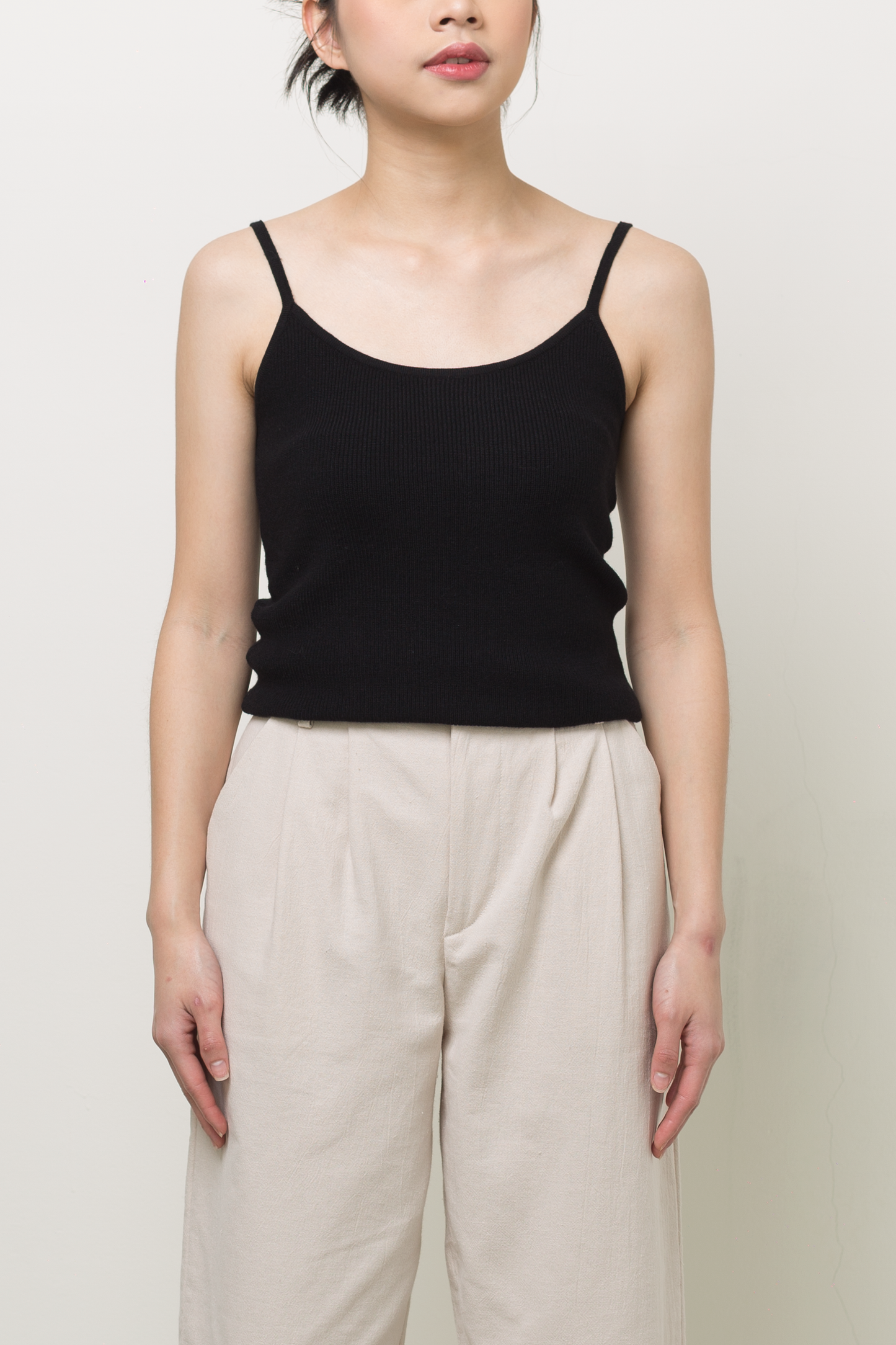 knit strap tanktop - black