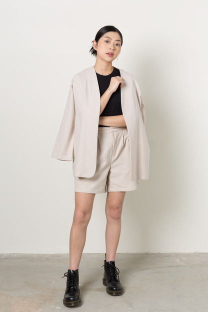 linen blend outerwear - ecru