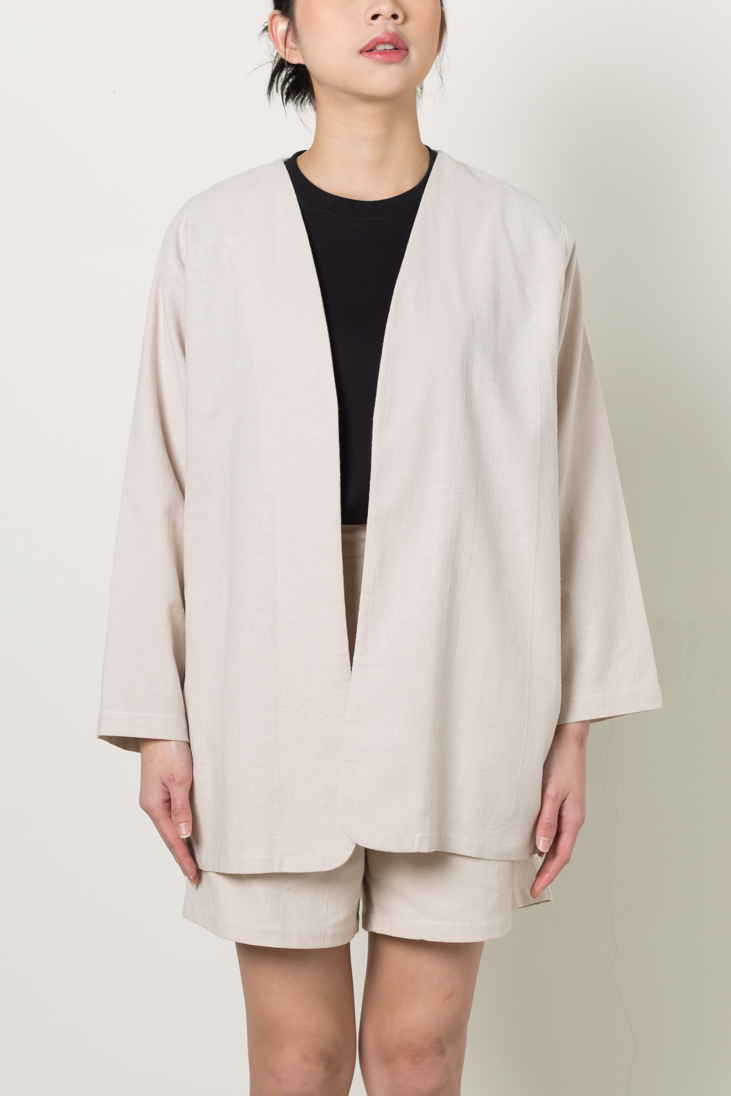 linen blend outerwear - ecru