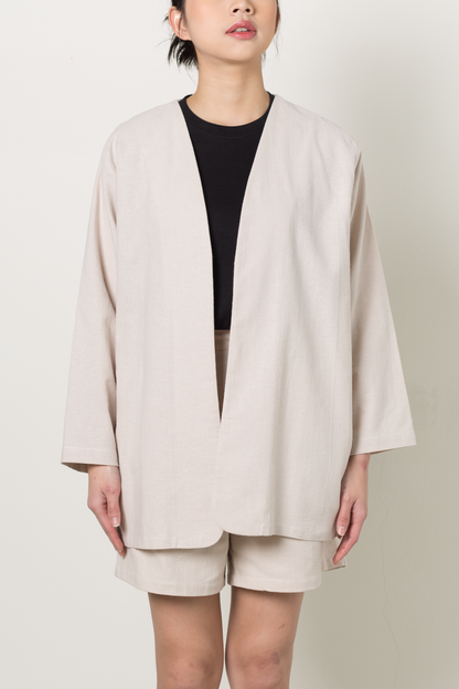 linen blend outerwear - ecru