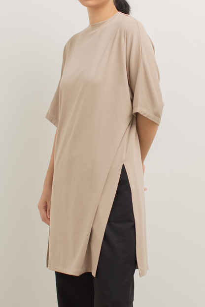 loose raglan long top - khaki