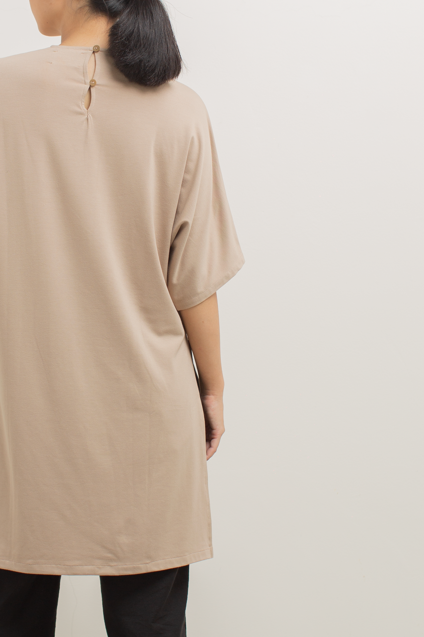 loose raglan long top - khaki