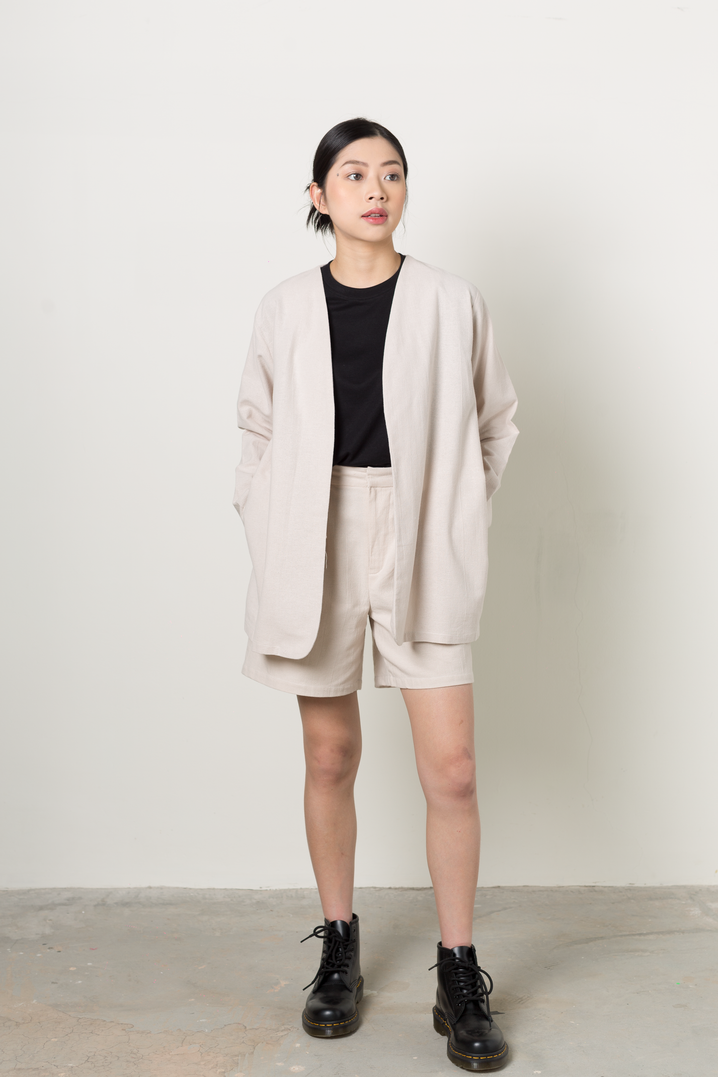 linen blend outerwear - ecru