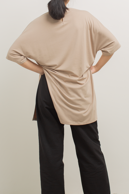 loose raglan long top - khaki