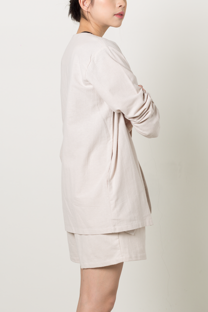 linen blend outerwear - ecru