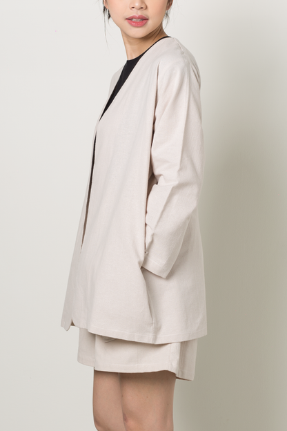 linen blend outerwear - ecru