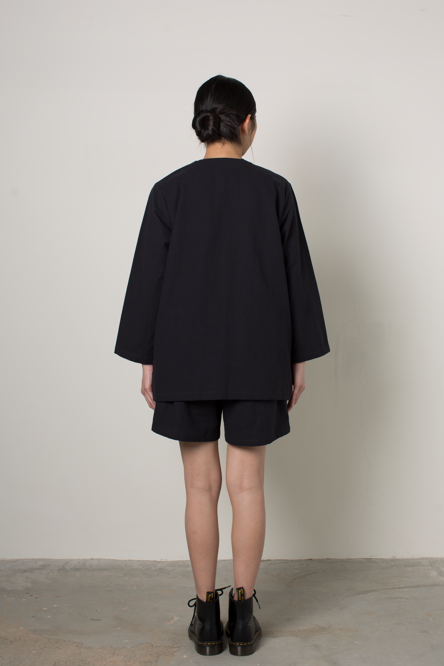 linen blend outerwear - black