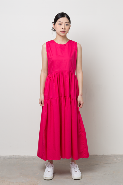 maxi tiered dress - magenta