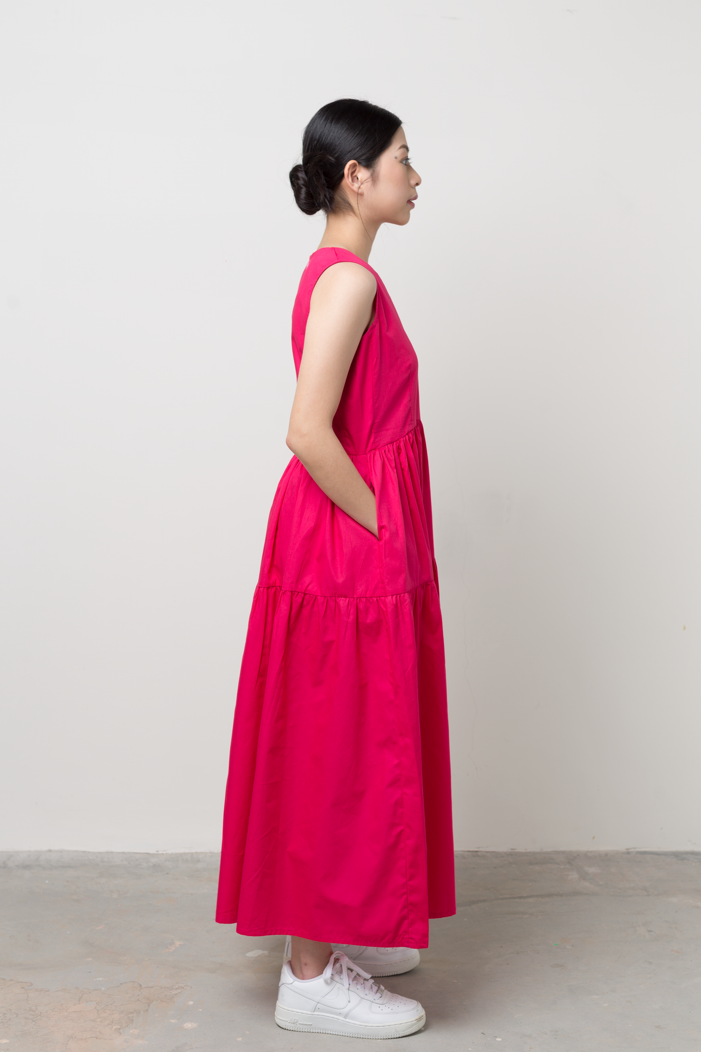 maxi tiered dress - magenta