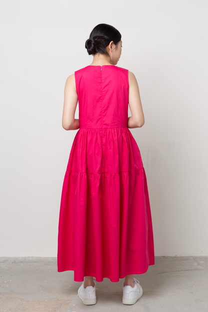 maxi tiered dress - magenta