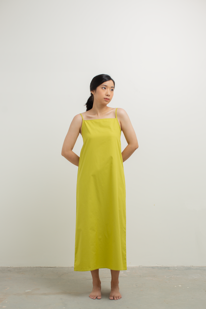 tent back tie dress - lime olive