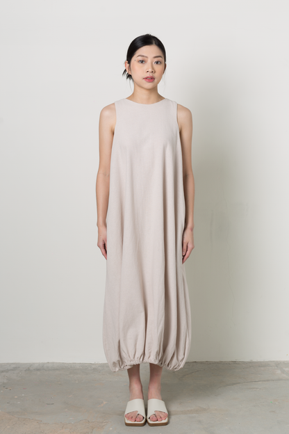 sleeveless puff dress - ecru