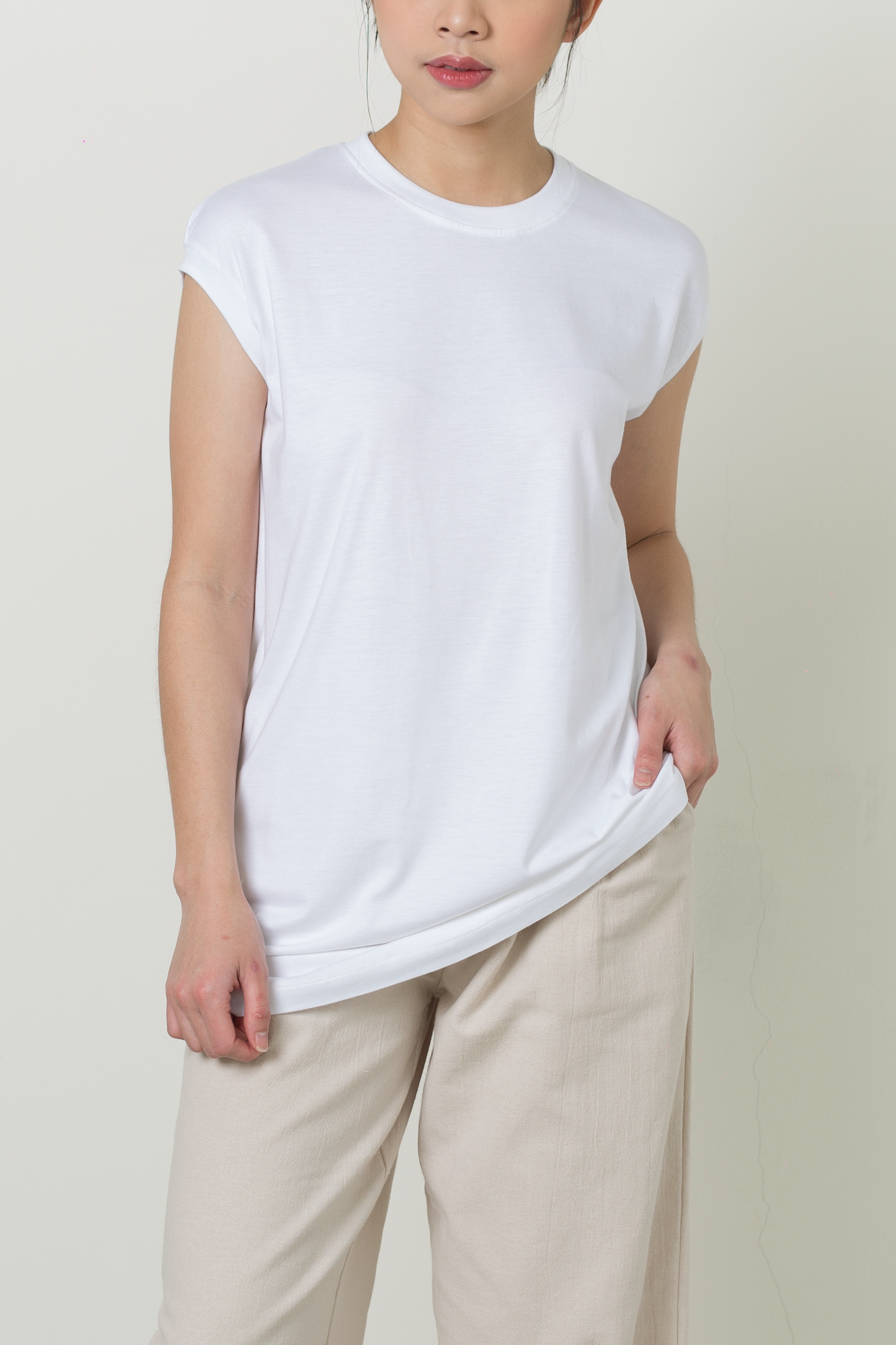 bamboo muscle tee - white