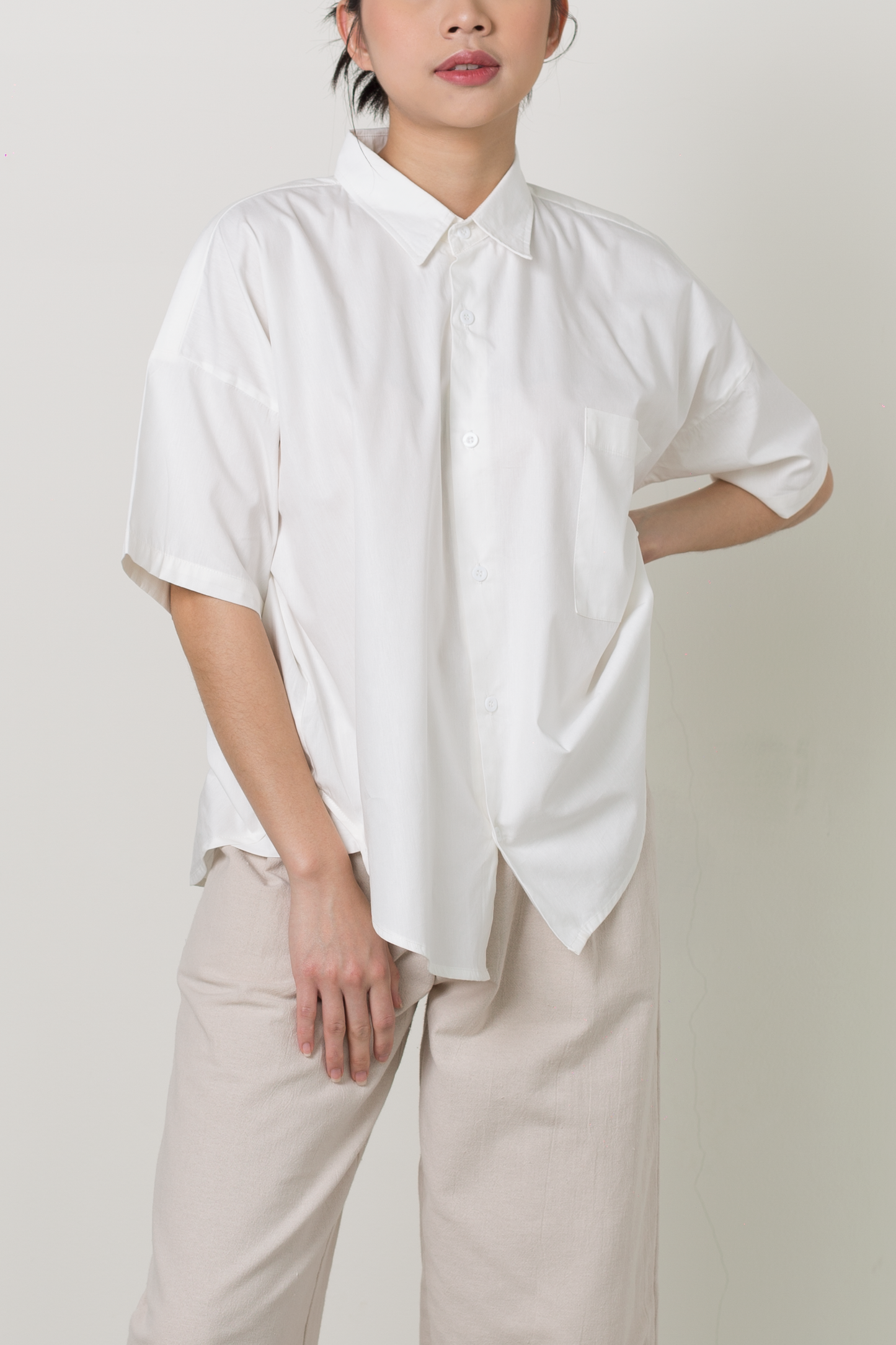 oversized short sleeve shirt - white