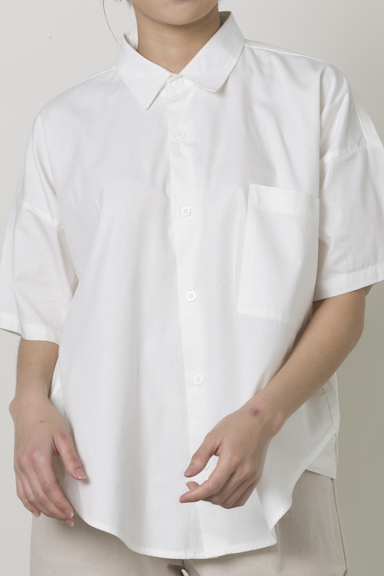 oversized short sleeve shirt - white