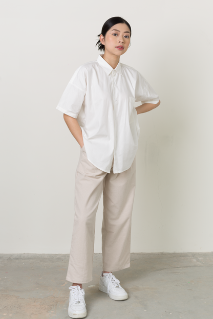 oversized short sleeve shirt - white