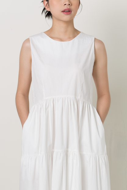 maxi tiered dress - white