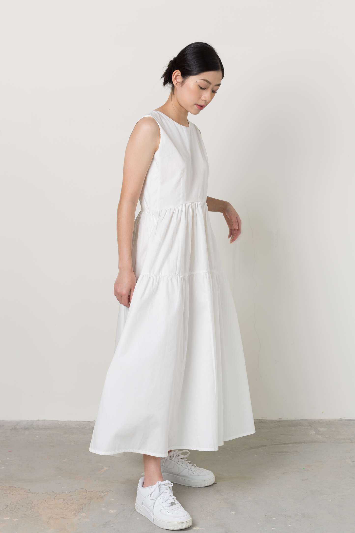 maxi tiered dress - white