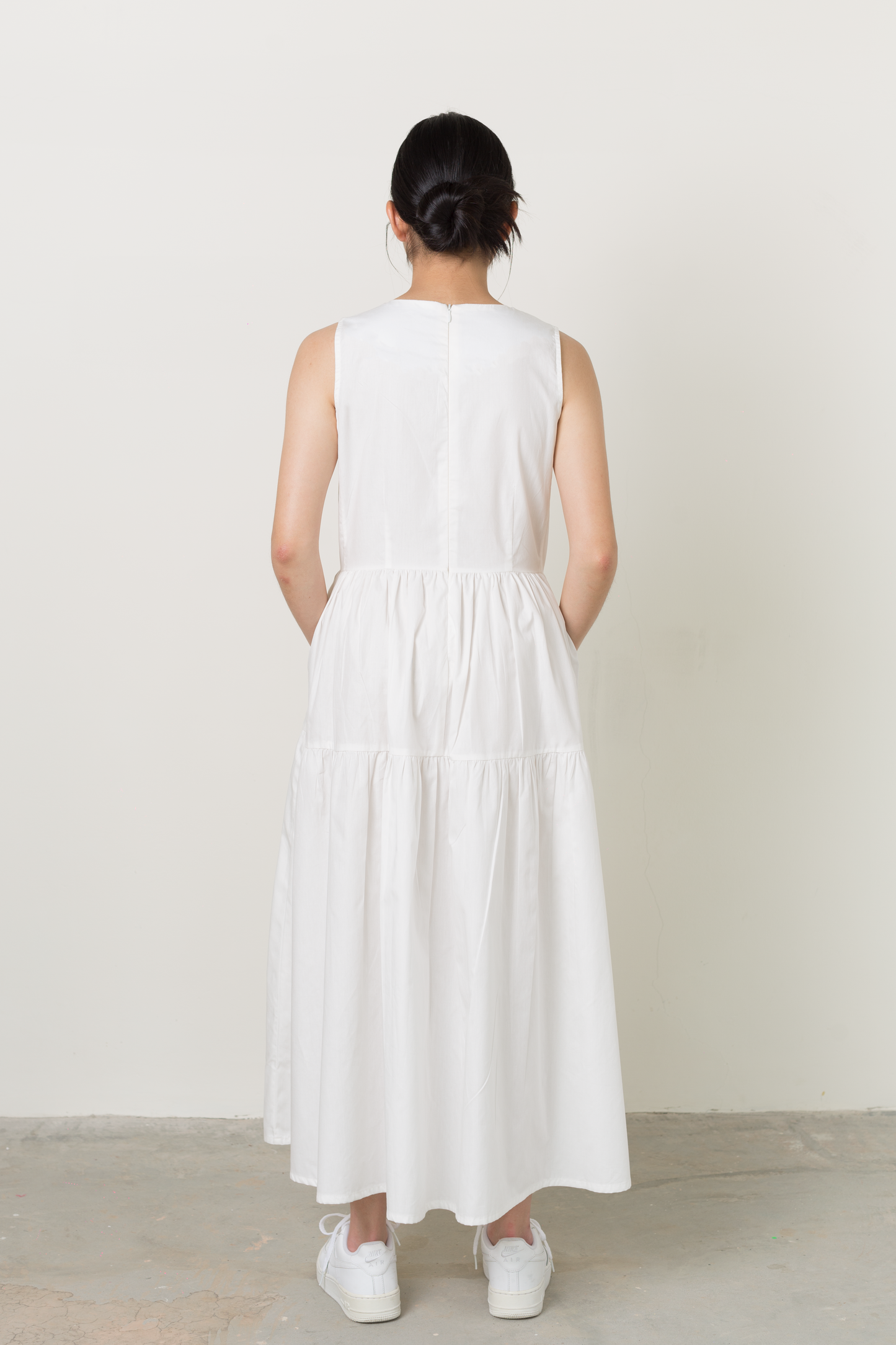 maxi tiered dress - white