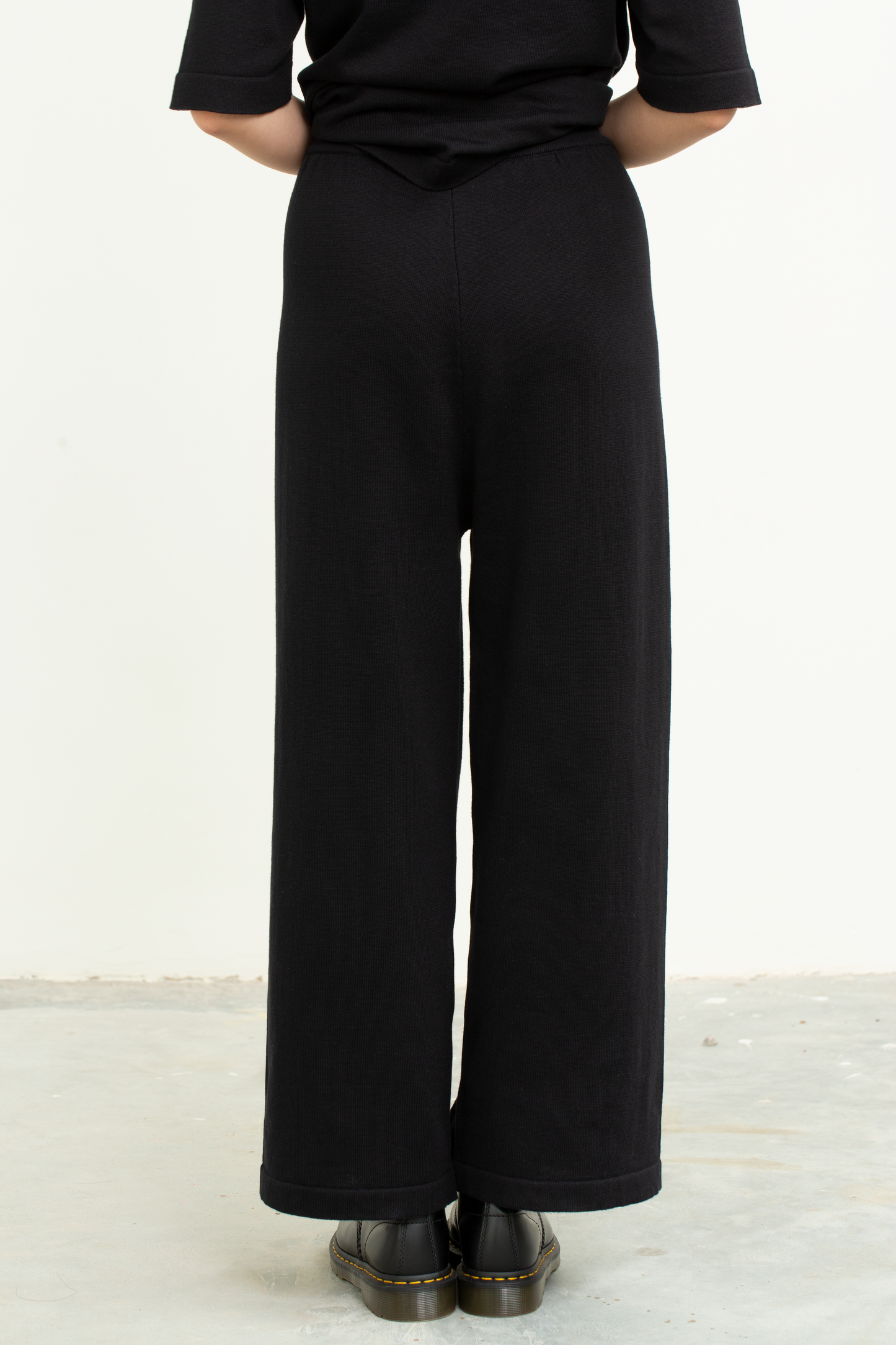 knit long pants - black