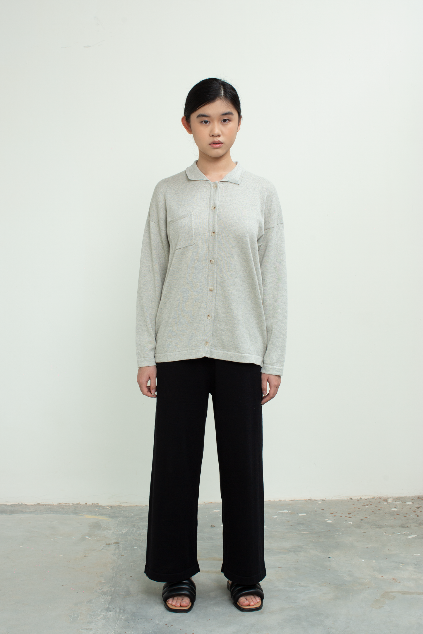 knit long sleeve shirt - grey